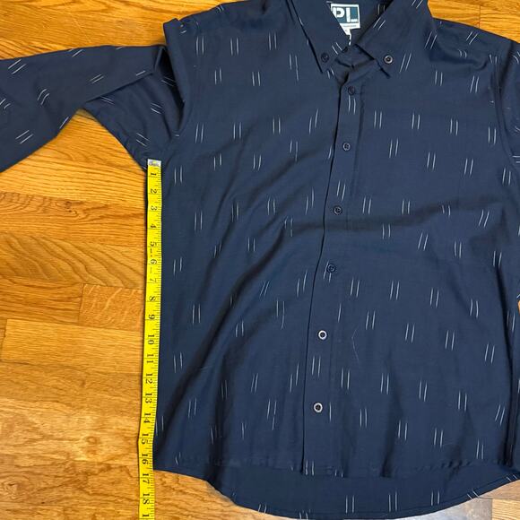 PL Ethical Fashion for Men XL Organic Blue White Long Sleeve Button down Shirt - Picture 3 of 8